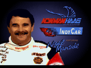 Newman-Haas IndyCar title screen for Super Nintendo
